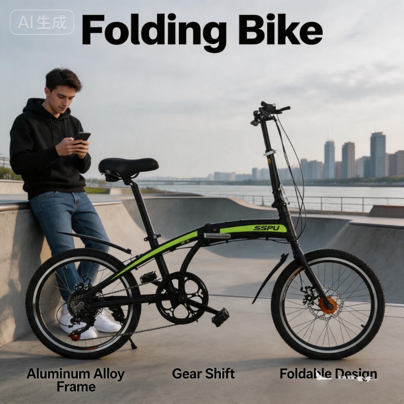Commuting With Bike - จักรยานพับได้อัลตร้าไลท์ 20 นิ้ว - จักรยานสำหรับเดินทางในเมืองแบบพกพา โครงอะลูมิเนียมอัลลอยด์