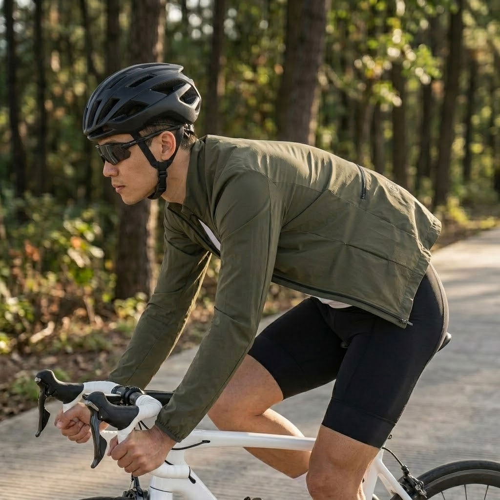 Cycling Commute Jacket - MY KILOMETRE ฤดูใบไม้ผลิผู้ชายกรวดกันน้ำขี่จักรยานจักรยานแจ็คเก็ตลมสะท้อนแสงกระจกแจ็คเก็ต Packable จักรยาน Windbreaker