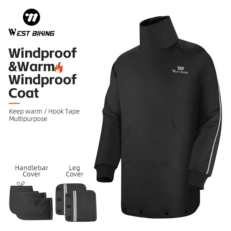Cycling Commute Jacket - เสื้อโค้ทกันลมสำหรับปั่นจักรยาน WEST BIKING แบบหนาและอบอุ่น พร้อมปกคอตั้งและที่ป้องกันมือ สำหรับการเดินทางด้วยจักรยานในฤดูใบไม้ร่วงและฤดูหนาว