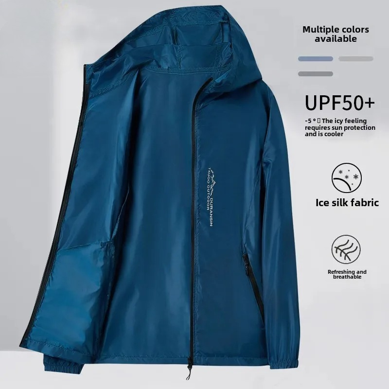 Cycling Commute Jacket - เสื้อแจ็คเก็ตกันแดดสำหรับผู้ชายในฤดูร้อน ผ้าไหมน้ำแข็งน้ำหนักเบา ระบายอากาศได้ดี UPF50+ ป้องกันรังสียูวี เสื้อคลุมสำหรับปั่นจักรยาน