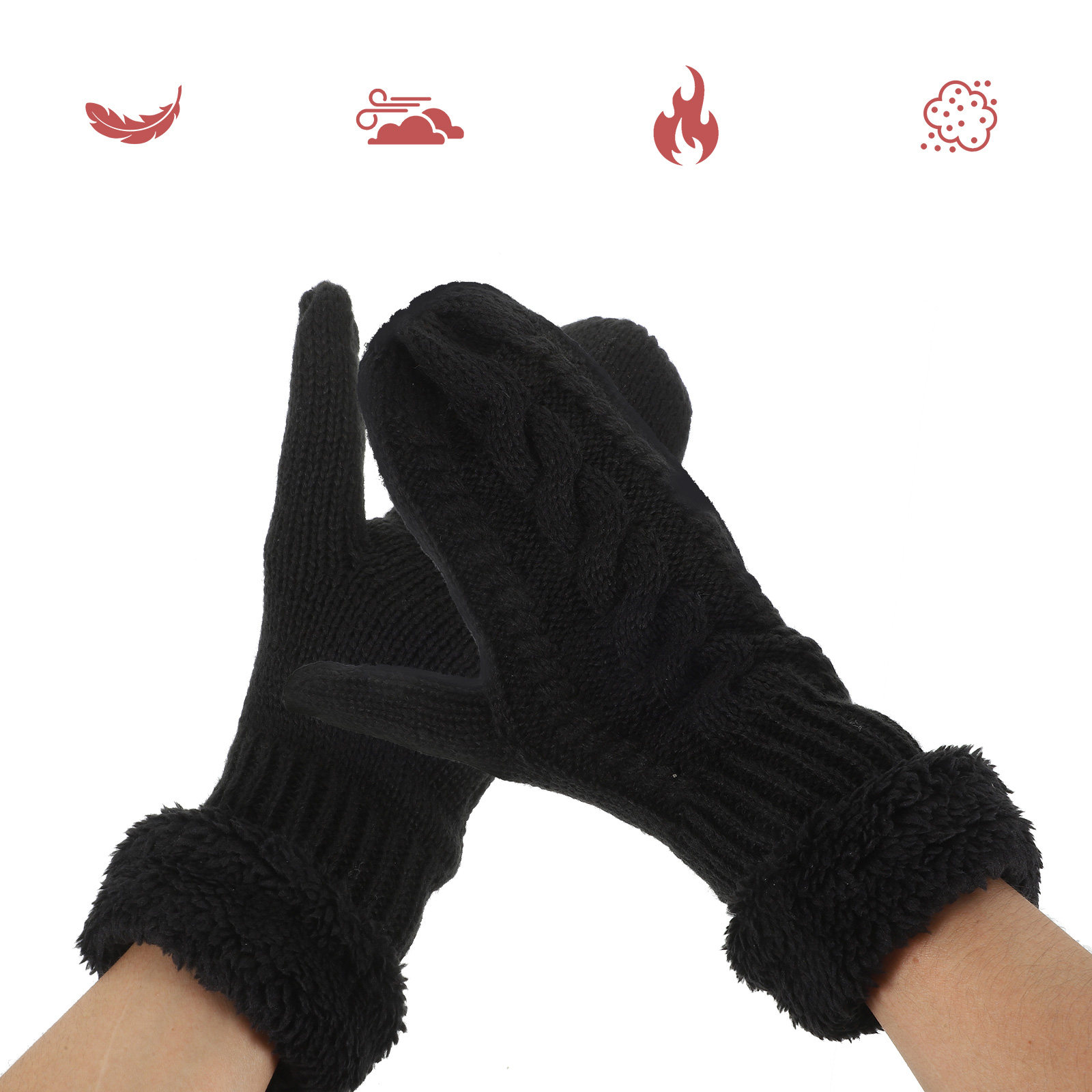 Winter Cycling Commute - 1 คู่ถุงมือฤดูหนาวสำหรับผู้ใหญ่ถุงมือถักผ้าฟลีซหนาบุขนอุ่นสำหรับกิจกรรมกลางแจ้งสำหรับการขี่จักรยานเดินป่าท่องเที่ยวการเดินทางการออกแบบที่กะทัดรัด