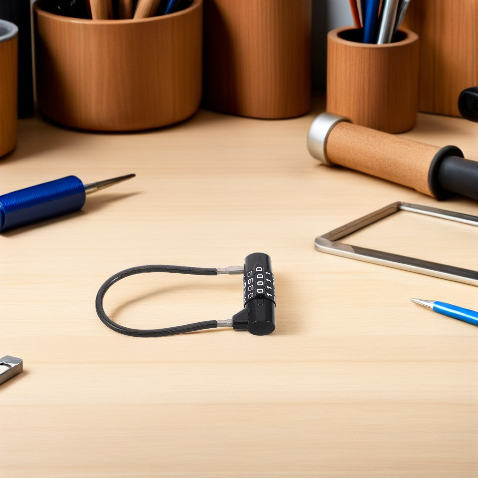 Cable Lock Flexible - กุญแจล็อคสายเคเบิลแบบตั้งรหัสได้ 4 หลัก พร้อมรหัสที่สามารถตั้งใหม่ได้ สายยืดหยุ่นสำหรับกระเป๋าเดินทาง ตู้ล็อกเกอร์ในยิม