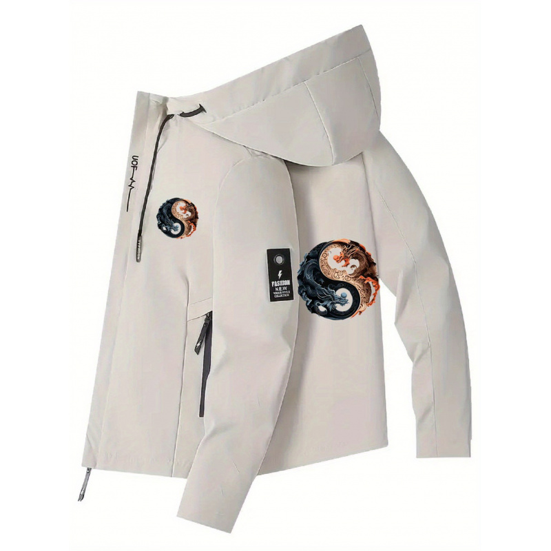 Cycling Commute Jacket - เสื้อแจ็คเก็ตมีฮู้ดสำหรับผู้ชาย - เสื้อโค้ทกันลมแบบมีซิปพร้อมฮู้ดและกระเป๋าแบบมีซิป - เสื้อแจ็คเก็ตกันน้ำสำหรับการปั่นจักรยาน ตกปลา