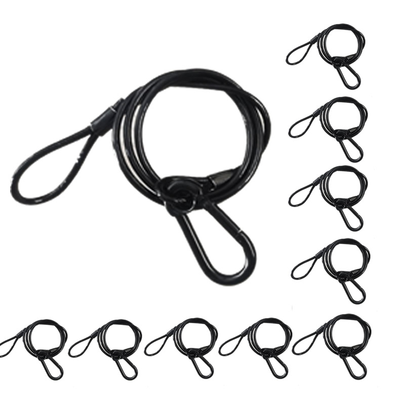 Cable Lock Flexible - 10 ชิ้น/ล็อตสีดํา 3 มม.* 70 ซม.ความปลอดภัยสายล็อคเหล็กลวดปลอดภัยเชือกล็อค