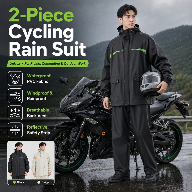 Cycling Commute Pants - ชุดกันฝนสำหรับปั่นจักรยานแบบกันน้ำ 2 ชิ้น สำหรับทุกเพศ – เสื้อแจ็คเก็ตและกางเกงสำหรับขี่จักรยาน